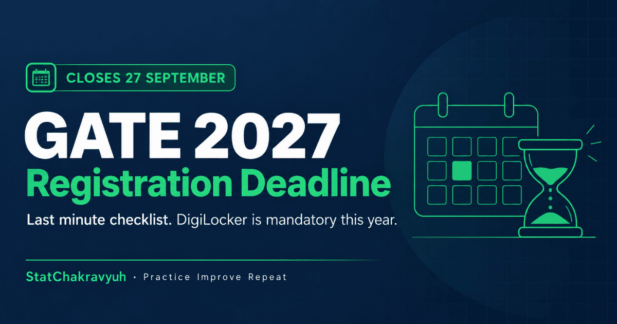 GATE 2027 registration deadline banner showing the 27 September closing date and application checklist
