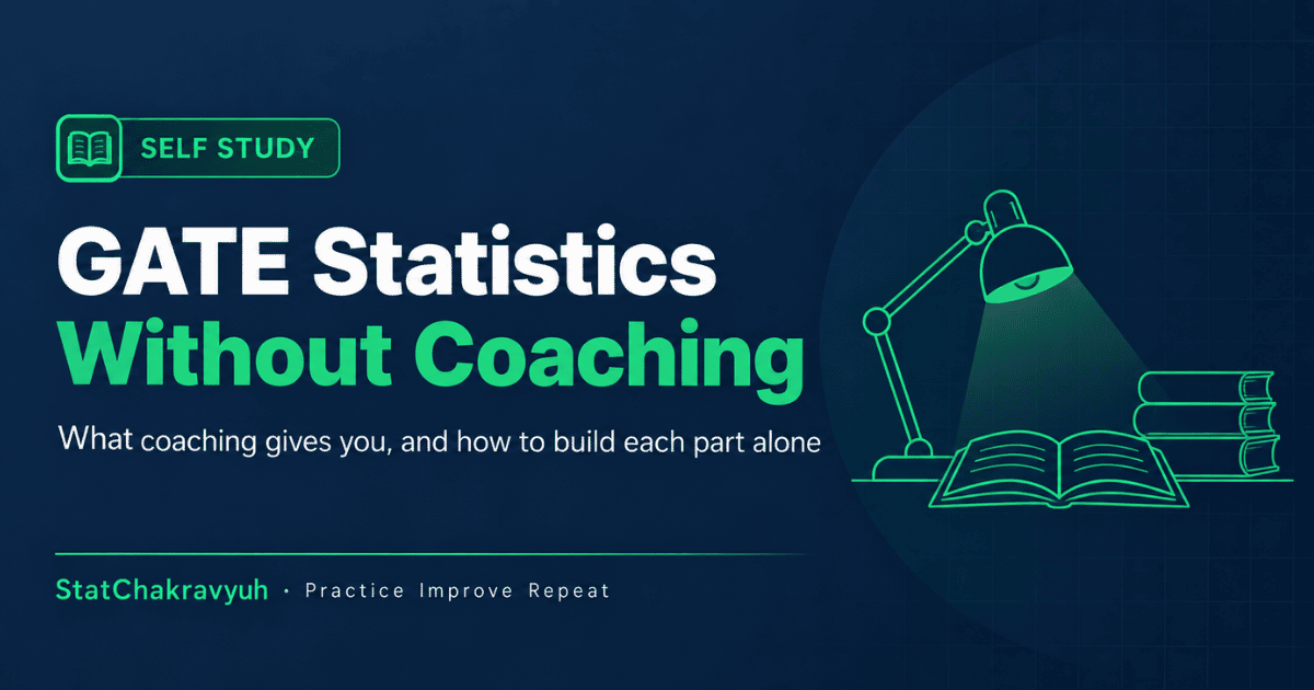 GATE Statistics self study banner showing how to prepare without coaching