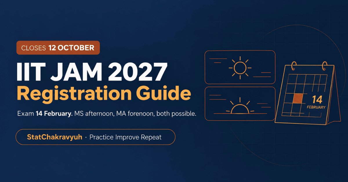 IIT JAM 2027 registration banner showing the 12 October deadline and the two session exam schedule