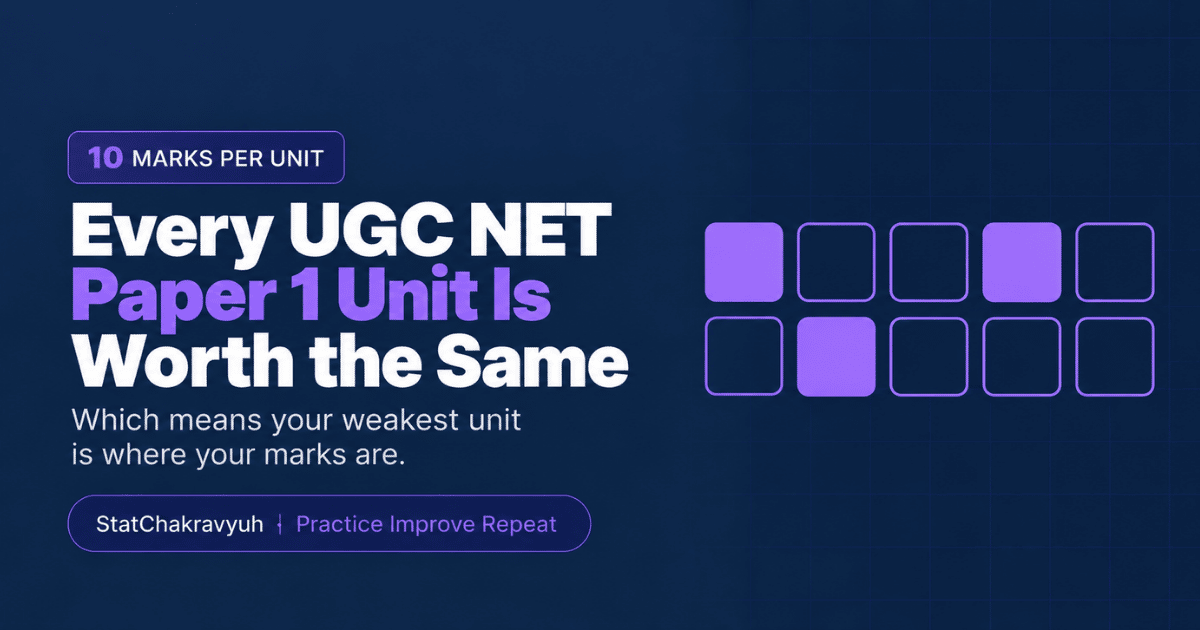 UGC NET Paper 1 banner showing all ten units carrying exactly ten marks each