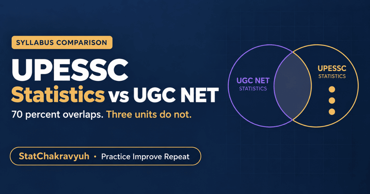 Comparison banner showing syllabus overlap between UPESSC Statistics and UGC NET Statistics