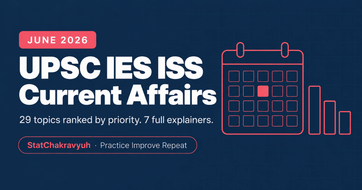 UPSC IES ISS current affairs June 2026 banner showing priority ranked topics