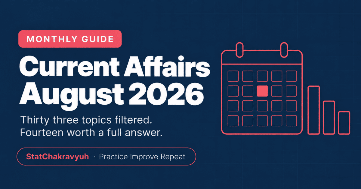 UPSC ISS current affairs August 2026 banner showing the monthly priority topic list